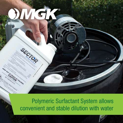Sector's polymeric surfactant system offers convenient and stable dilution with water.